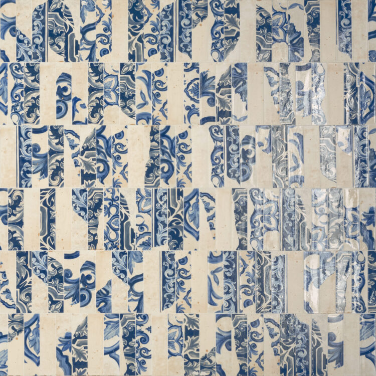 1741 Marca Corona Miniature Fregio BLU MAIOLICA 6x24cm