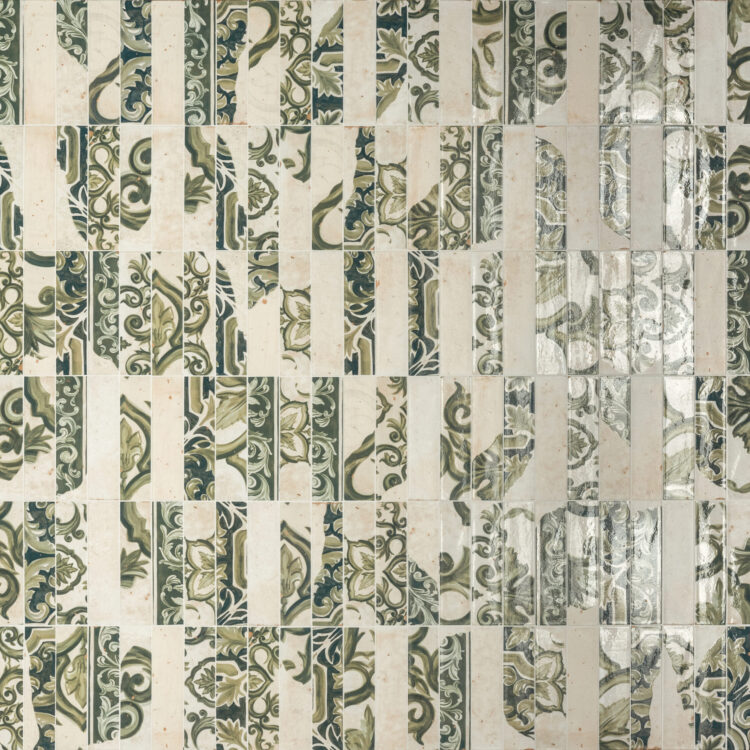 1741 Marca Corona Miniature Fregio VERDE MAIOLICA 6x24cm