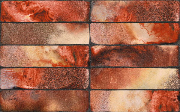 Iris-Ceramica Elementi Rivestimento Lava Rosso Glossy 7,5x30 cm