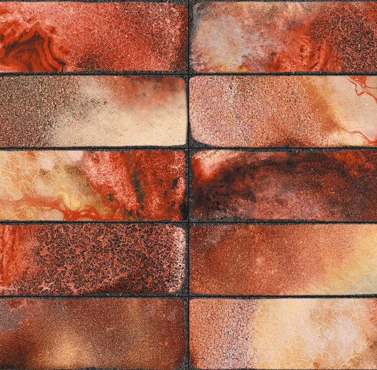 Iris-Ceramica Elementi Rivestimento Lava Rosso Glossy 7,5x30 cm