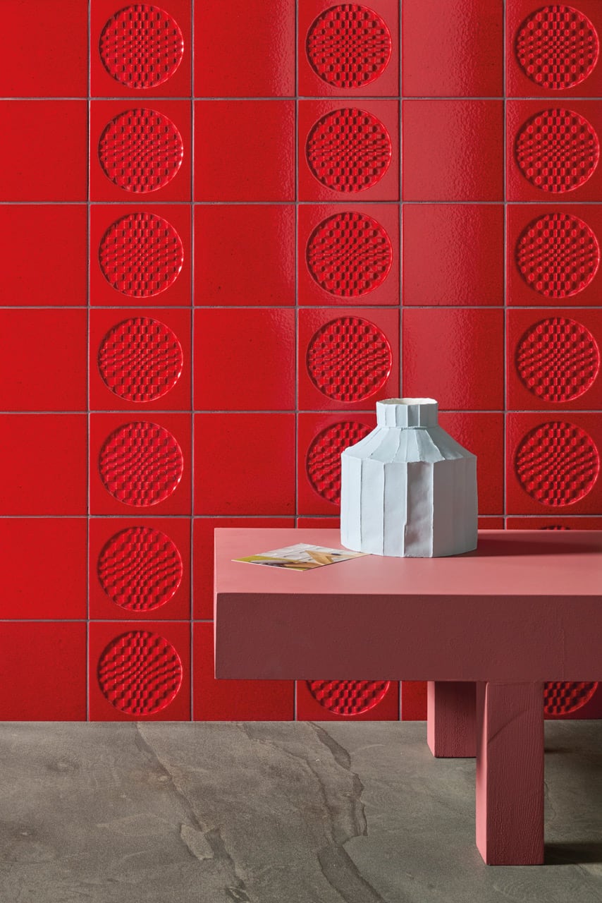 Iris-Ceramica Bottega D'Arte Città di Faenza Geo Rosso Dekor 15x15 cm – Bild 2