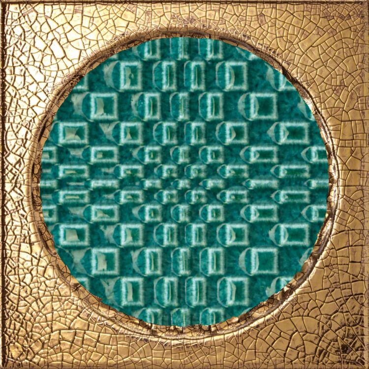 Iris-Ceramica Bottega D'Arte Città di Faenza Geo Oro Verde 15x15 cm