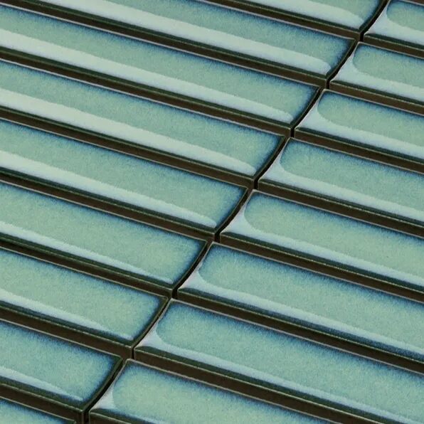 Stripes Katbrick Aquamarine Blue Glossy 30x30 cm Chip 14,5x2 cm